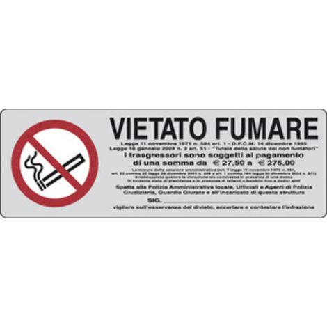 ETICHETTA ADESIVA 150X50 VIETATO FUMARE Q.TA 10