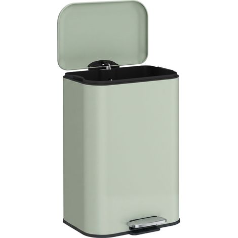 HOMCOM Cubo de Basura de Cocina de 20 L, de Acero Galvanizado, Cierre Suave, Pedal, Cubo Extraíble, Antihuellas, Reciclaje de Residuos, Verde Claro (1/5)