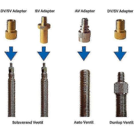Kit de 10 embouts de pompe de gonflage pour valves Presta et Schrader, adaptateurs pour valves de vélo (1/4)