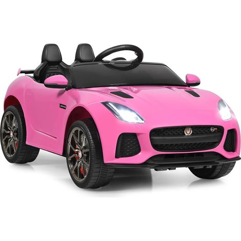 GOPLUS 12V Jaguar Voiture Electrique avec Télécommande pour Enfants, Cabriolet 3-5 KM/H Démarrage/Frein en Douceur,Sons et Musique avec Volume Réglable,pour Enfants 3-8 Ans,Jusqu’à 25KG (Rose) (1/5)