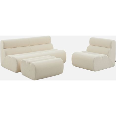 Sofá modular de borreguito con reposapiés, 3 plazas (1/5)