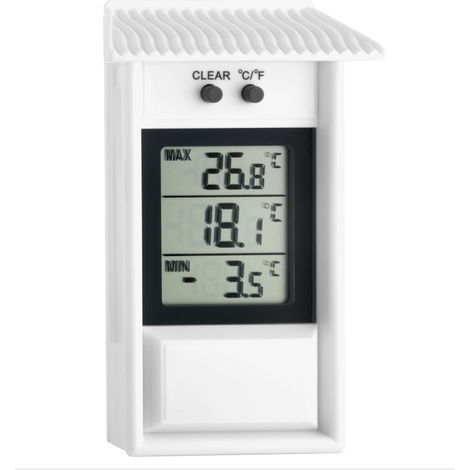 White digital thermometer, weatherproof, usable indoors or outdoors (1/4)