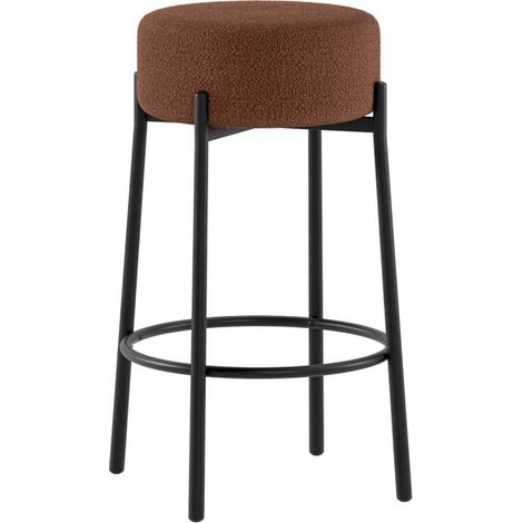 Sgabello Moderno Syd con Seduta in Tessuto Ruggine e Struttura in Metallo Verniciato Nero - Design Contemporaneo 41x41x67cm (1/5)
