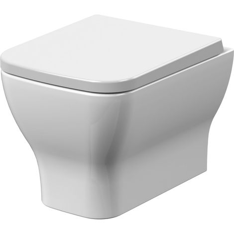 Rimless Wall Hung Toilet Pan & Soft Close Seat - 364mm x 363mm x 486mm (1/4)