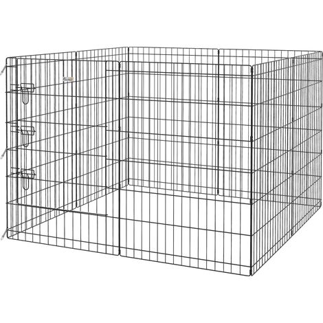 Modulares Laufgitter für Hunde, Kaninchen und Nagetiere – Kleintiergehege für drinnen und draußen, 61 x 91 cm, schwarz