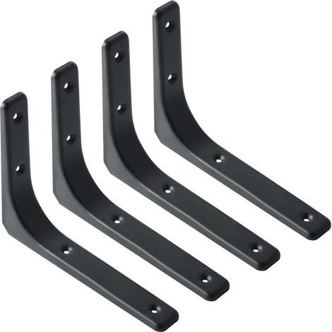 Equerre Etagere Murale, 4PCS Equerre Metal 200mm x 150mm Equerre Charge Lourde Support Etagere Murale Pour Deco Murale Cuisine Industrielle radiateur Montage Mural (Noire) (1/5)