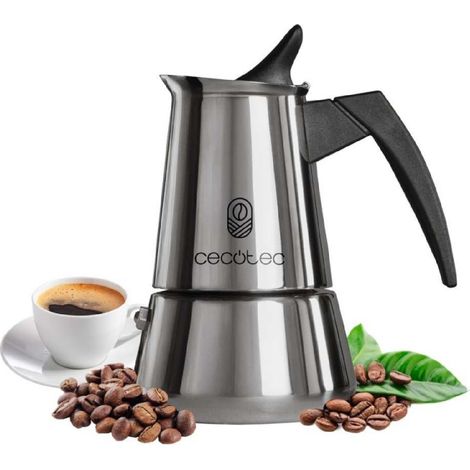 Cecotec Cafetera Italiana Piccolina 900. 450ml, 10 Tazas de Café, Acero Inoxidable, Apta Todas Superficies, Filtro Premium