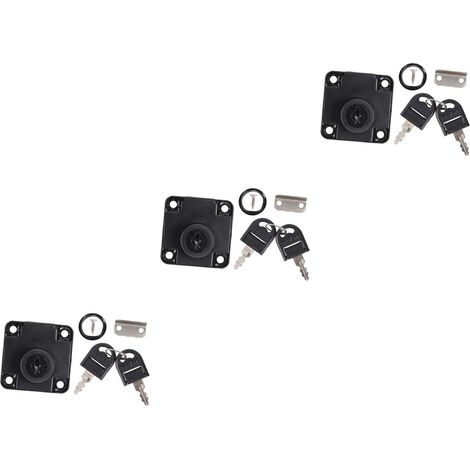 Ensemble de 3 serrures pour classeurs et meubles de bureau, noir (1/5)