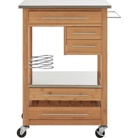 Premier Housewares Bamboo Four Drawer Kitchen Trolley (1/5)