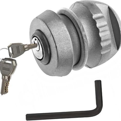 Antivol de remorque pour attelages de remorque courants : alliage de zinc serrure caravane avec 2 clés, serrure à bille robuste, sécurité Hitchlock, argent