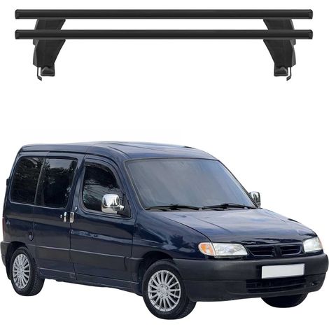 OMAC Barres de toit transversales en aluminium pour Citroën Berlingo mk1 1996-2010 – Antivol – Rainure en T – Testées City Crash – Charge Max 50 kg Noir (1/4)