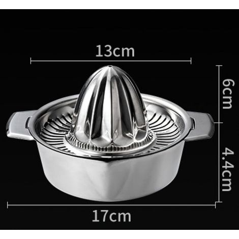 Presse-agrumes Manuel en Acier Inoxydable, Robuste Presse-Citron Presse pour Orange Pamplemousse avec Récipient 350ML, Extracteur de Jus avec Tamis et 1 Becs Verseurs, Passe au Lave-Vaisse (1/3)