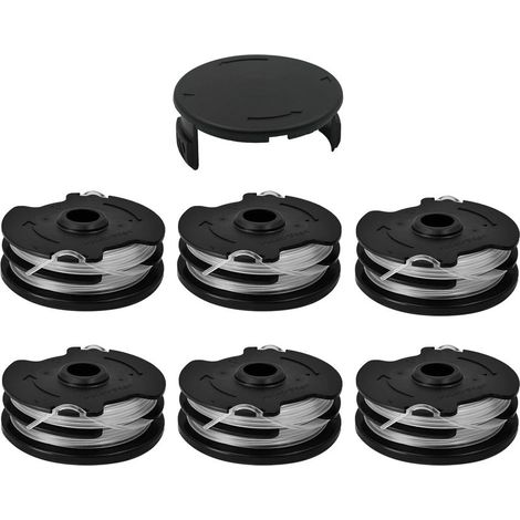 Ersatzspulen für Parkside-Rasentrimmer, Nylon-Trimmerfadenspule für LIDL Parkside PRT 550 A1/A3, PRTA 20-Li A1/B2/C3, PRT 300 A1 (6 Spulen + 1 Kappe) (1/5)