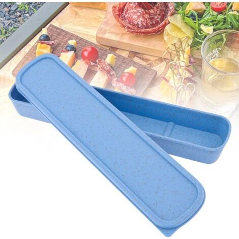 royaluxe-Boîte à couverts portable Boîte de rangement de vaisselle de voyage, boîte de rangement simple pour kit de coutellerie, 21 x 6 cm, Bleu (1/5)