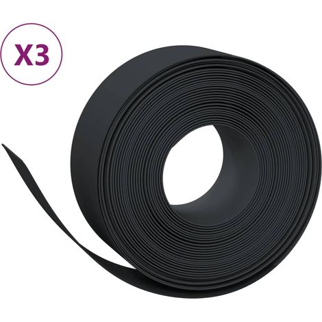Bordures de jardin 3 pcs noir 10 m 20 cm polyéthylène