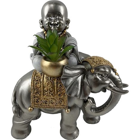 Signes Grimalt Figure Moine Buddas Bouddha argenté - 20x18x10cm