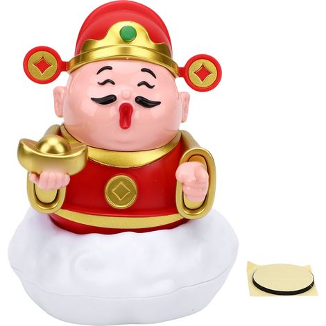 Caishen Statue à énergie solaire Secouant automatiquement Tsai Shen Yeh Figurine Richesse Fortune pour Maison Magasin Bureau Voiture Rouge (1/5)