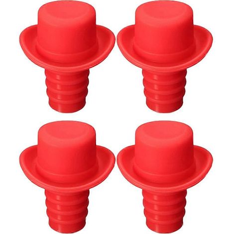 Stück Weinstopper, Champagner- und Bierflaschenverschlüsse, kreative Hut-Weinstopper-5x5cm-Red (1/3)