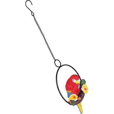 Ciondolo da giardino a forma di ara – resina pregiata + anello in metallo colorato – per vialetti da giardino