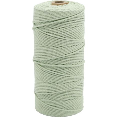 Corde macramé coton vert clair 200 m, diamètre 2,5 mm, fil souple résistant pour DIY décoration (1/5)