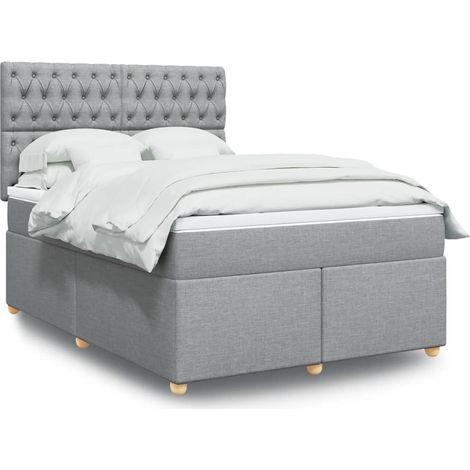 Boxspringbett mit Matratze Hellgrau 140x200 cm Stoff (1/5)