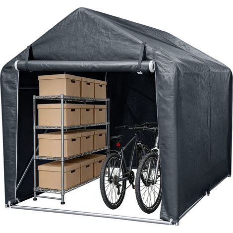 Jiubiaz Tenda Coprimoto e Bici XL 218x157x166 cm, Senza Pavimento, PE Anti-UV, Grigio