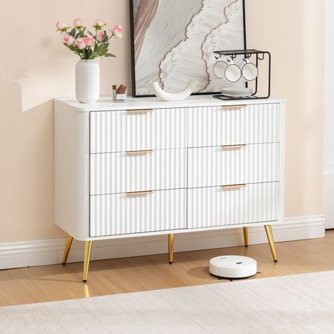 Cómoda de Almacenaje con 6 Cajones, Guías de Cierre Suave, Dispositivo Antivuelco, para Dormitorio (1/5)