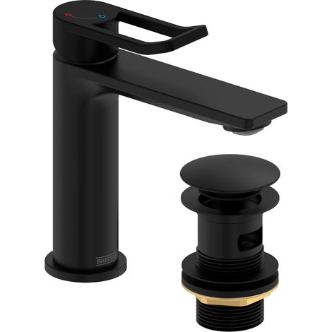 Bristan Saffron Eco Start Basin Mixer Tap with Clicker Waste - Black (1/3)