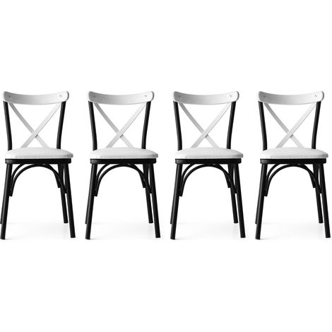 Chaise de cuisine bois et métal Kortal-Couleur Blanc-Pack de 4 (1/5)