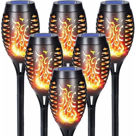 Lampe Solaire Exterieur - 6 Pièces 12 LED Lampe Solaire avec Flammes Réalistes, Imperméable Lampe Torche Solaire pour Décor Jardin, Patio, Chemins, Pelouse (1/4)