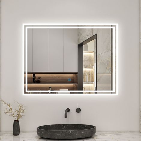 900x700mm Illuminated LED Bathroom Mirror with Demister Pad,Dimmable Wall Mounted