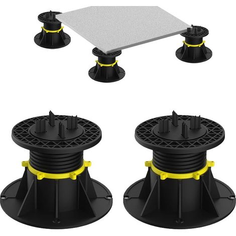 2 pièces plots terrasse réglable, universels et roulements à plaques, pour bois, pierre, usage extérieur (7-11 cm) (1/4)