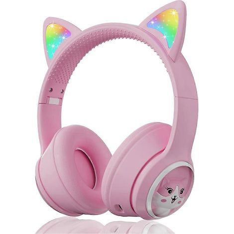 Casque Bluetooth pour enfants, casque de jeu oreilles de chat pour téléphone-D-- (1/5)