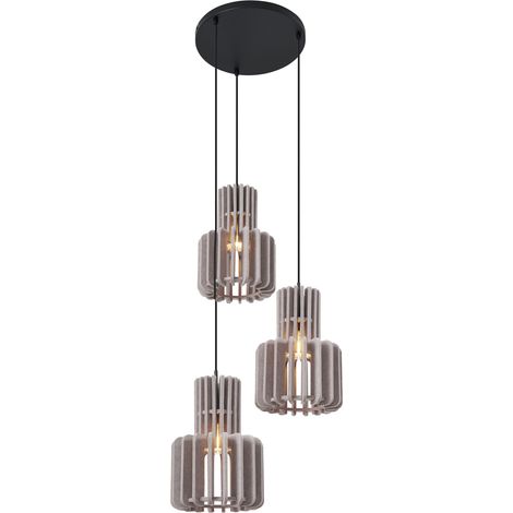 Retro-Hängelampe schwarz mit Taupe 3-flammig - Felt