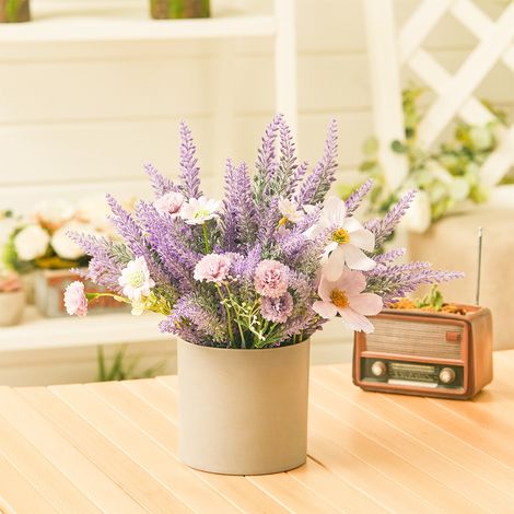 30CM Simulation Mist Lavender Wooden Flower Plant with Pot (1/5)