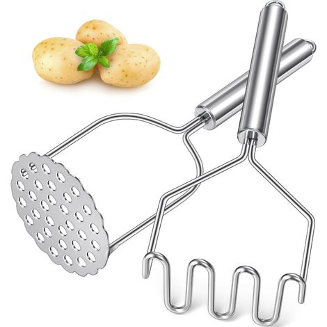 Presse Puree Manuel, Sopito Ecrase Pomme de Terre 2 Pièces en Acier Inoxydable pour Légumes et Fruits,Compatible avec le Lave-vaisselle (1/4)