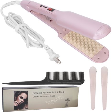 Fer à friser volumateur avec grille pour cheveux bouclés et crêpeur pour volume, outil de coiffure 110‑220V prise US (1/5)