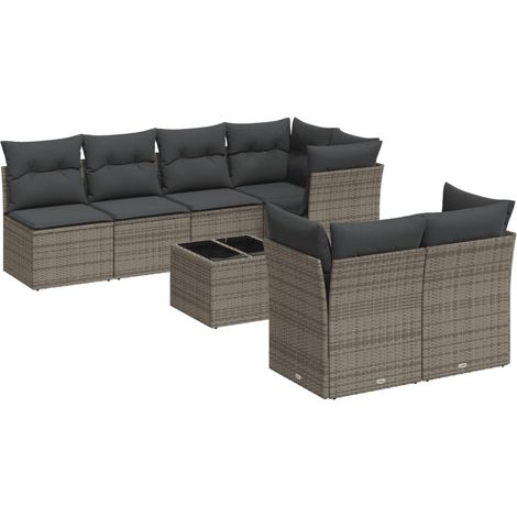 Maison Exclusive - 8-tlg. Garten-Sofagarnitur mit Kissen Grau Pol