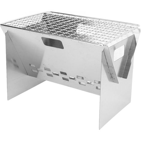 Barbecue pliable au charbon de bois, mini barbecue portable détachable en acier inoxydable pour le camping en plein air (1/5)