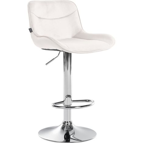 Sgabello da bar x1 girevole forma ergonomica cuciture decorative in velluto crema struttura in metallo cromato 100005773