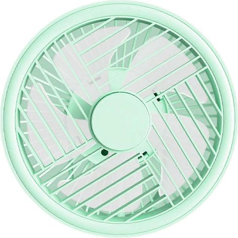 Ventilateur de camping à vitesse réglable, rotatif à 360°, à suspendre, pour la maison ou le bureau - 1500 mAh - Vert (1/4)