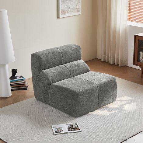 Fauteuil velours 94x110x79 cm gris clair HAVRYA (1/5)