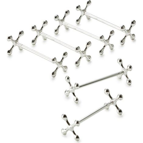 Lot de 6 Porte-Couteaux en Forme de Croix Métal Argenté Anti-Ternissement Longueur 7 cm - PANGIVO (1/5)
