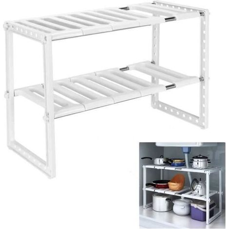 Etagère de Rangement Placard sous évier Extensible Organisateur Rangement de Cuisine Maison Gain de Place Meuble Etagère de 2 (1/4)