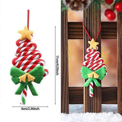 boule de Noël suspendue, rouge et blanche, en forme de canne à sucre, pour la maison, les fêtes et le sapin de Noël. Décorations pour Noël et le Nouvel An 2019. (1/5)