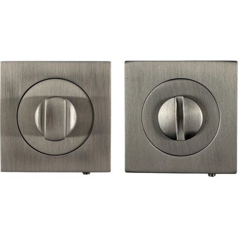 Ouvre&Déco – 2 rosaces de poignée de porte carrées Quadra verrou condamnation, Métal nickel mat (1/5)