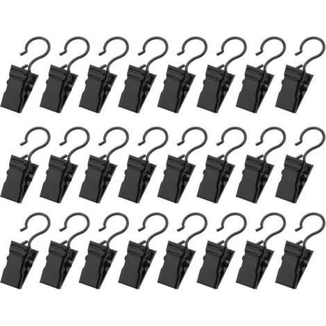 85 Pièces Pinces à Rideaux en Métal, Pince Rideaux Decoration Crochets de Suspension, pour Décoration de la Maison,Noir (1/4)