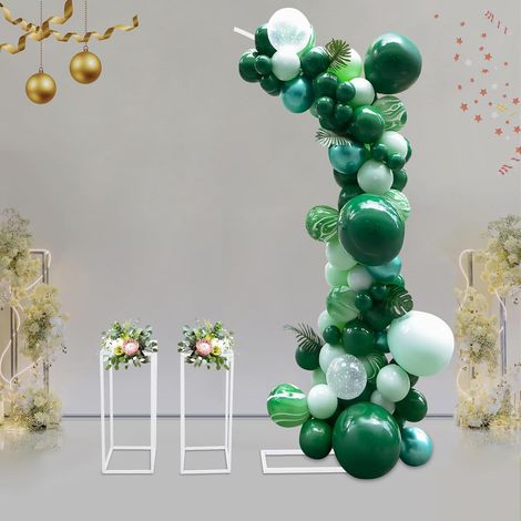 Montgolfière Arch stand 6,56 pieds (2 m) et 2 porte - fleurs ensemble arc en métal support de dossier montgolfière Arch cadre pour fête mariage graduation blanc (1/5)