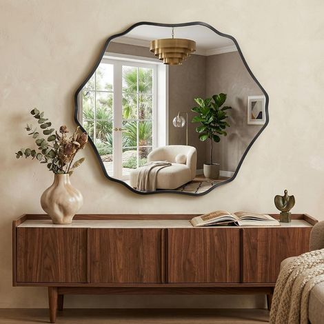 Miroir Mural Hexagonal Organique avec Cadre en Aluminium Brossé (1/5)