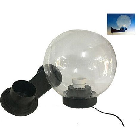 Lanterna a parete Globo cm 26x26 in alluminio nero globo metacrilato   20 cm per lampade da 60 W per esterno (1/2)